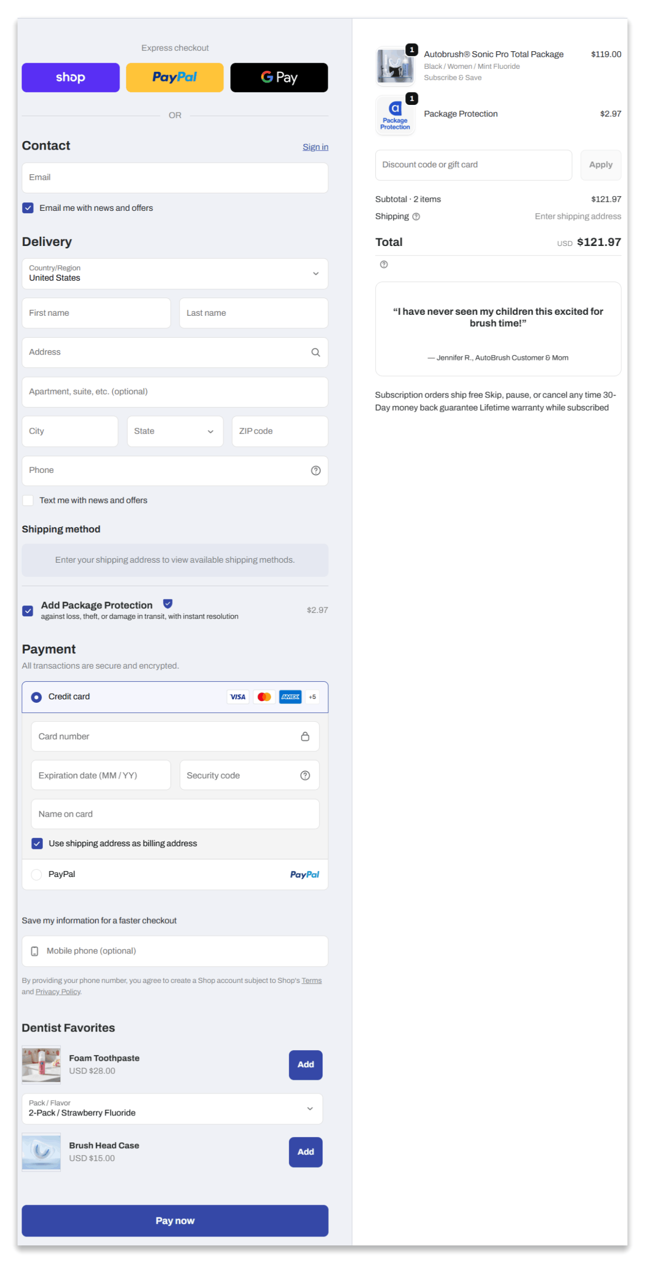 Autobrush Secure Checkout Page